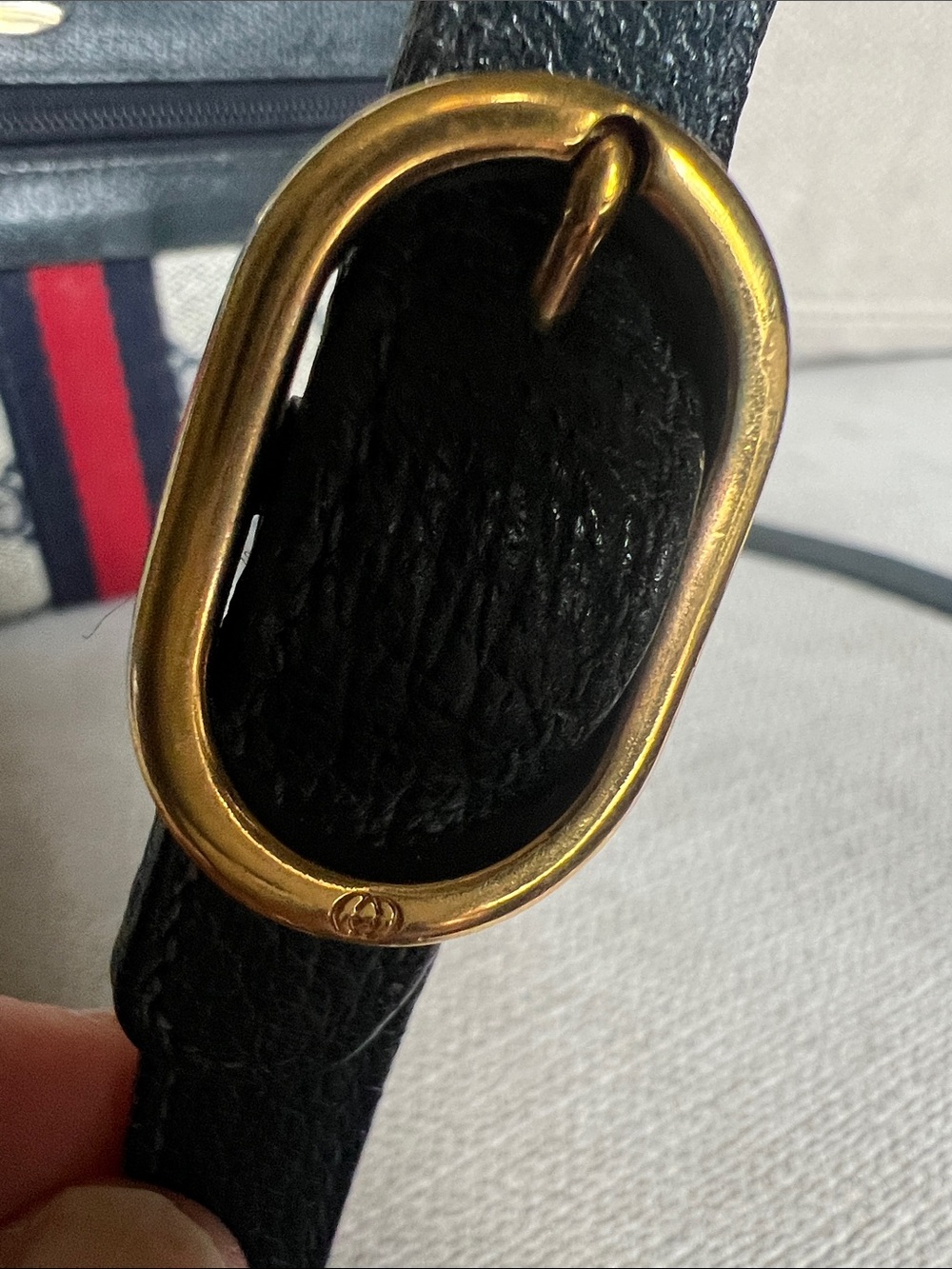Gucci Navy, Ivory & Red GG Canvas Crossbody Bag, please see all pics - Picture 9 of 14